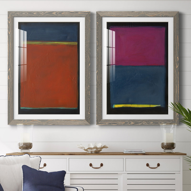 Contemplation I - ensemble de 2 peintures encadrées, H 37,5 po x l 55 po x P 1,5 po, Gris