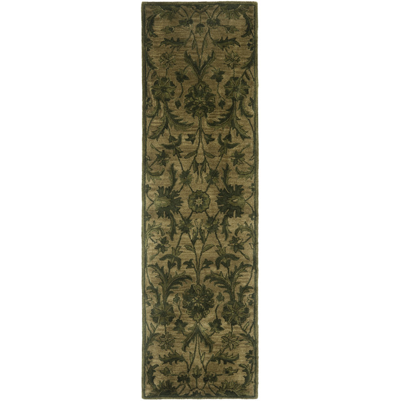 Tapis floral en laine touffeté à la main Dunbar, Tapis de couloir 2 pi 3 po x 12 pi