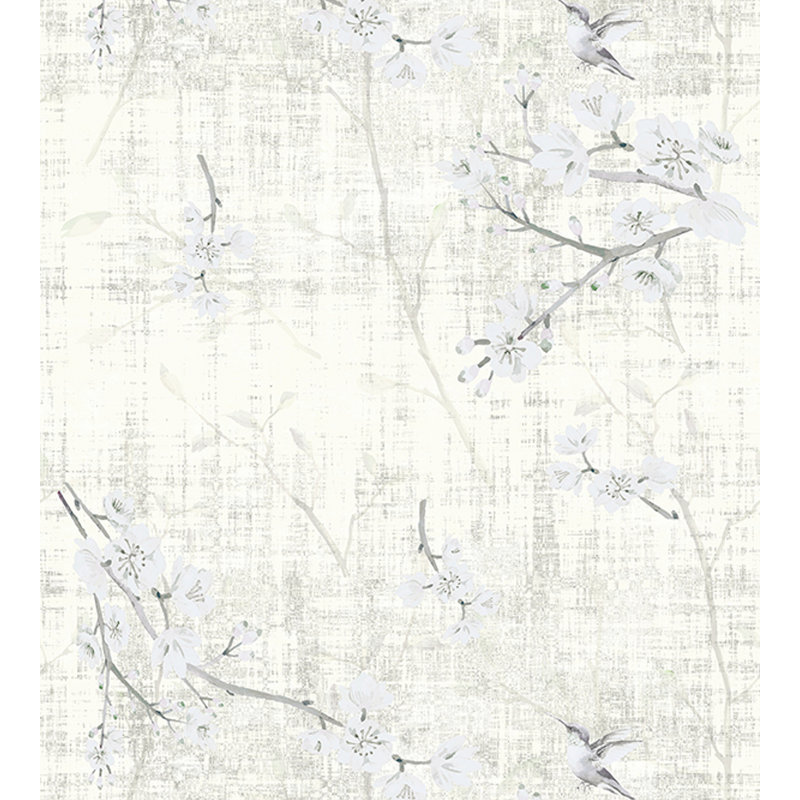 Blossom Chinoiserie Animal Print Metallic Wallpaper Roll, Ivory
