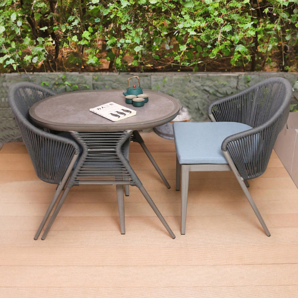 Bistro set grey rattan hot sale