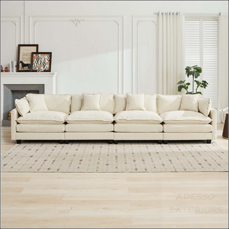 Canapé modulaire Cloud avec coussin double couche, Chenille beige