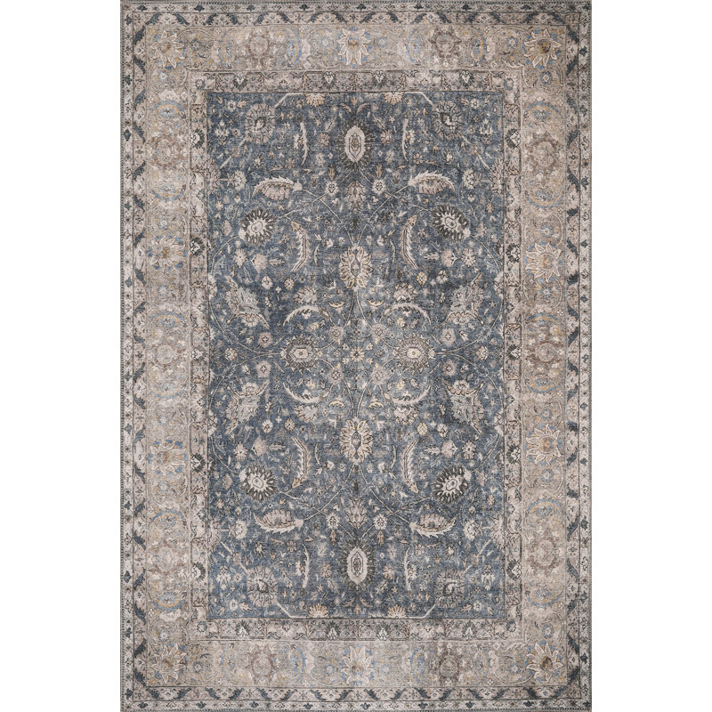 Alvyda Machine Washable Area Rug in Slate Blue, Rectangle 7'6" x 9'6"