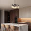 Lustres en nickel brossé de style campagnard moderne pour la salle à manger au-dessus de la table, lustre argenté 6 lumières pour le salon de l'îlot de cuisine, abat-jour en verre-767743448