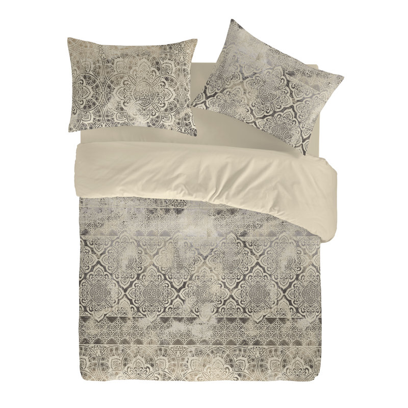 Carmon Damask Duvet Cover, Kingsize Duvet Cover, Cream