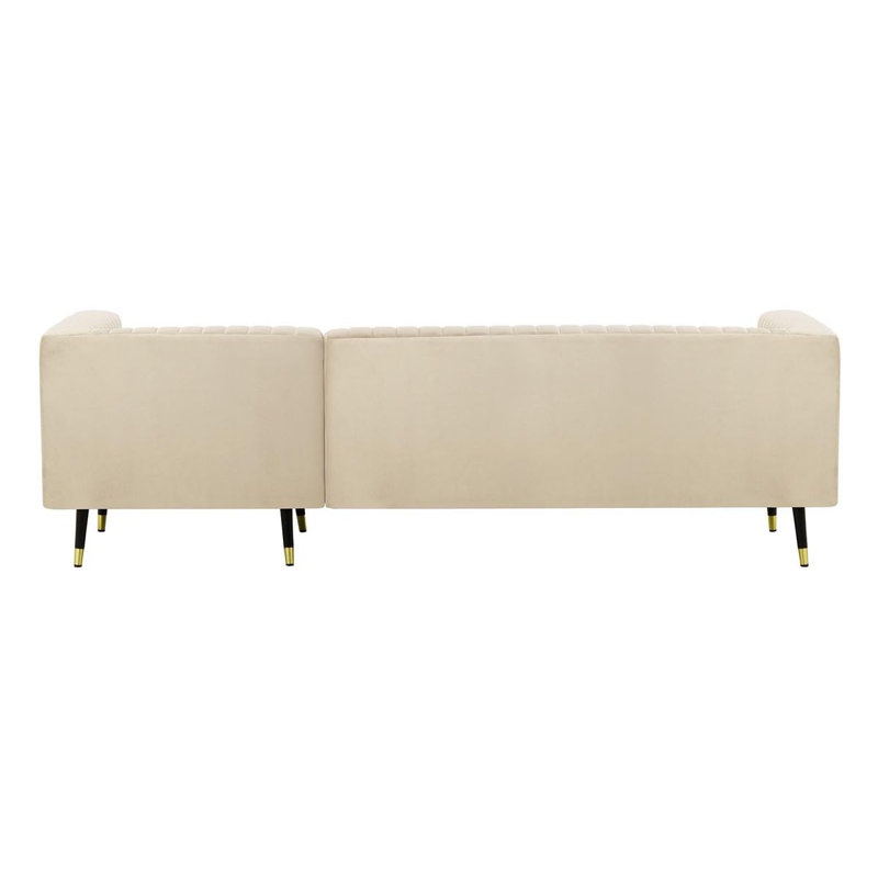 Monaville 4 Seater Velvet Sofa & Chaise, Beige, Right Hand Facing