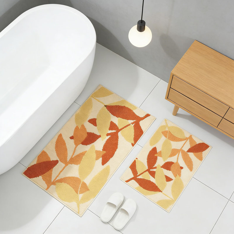 Non-Slip Bath Rug Set, Absorbent Plush Microfiber Bath Mat With TPR Backing, Machine Washable Bathroom Floor Mat For Shower And Indoor Use