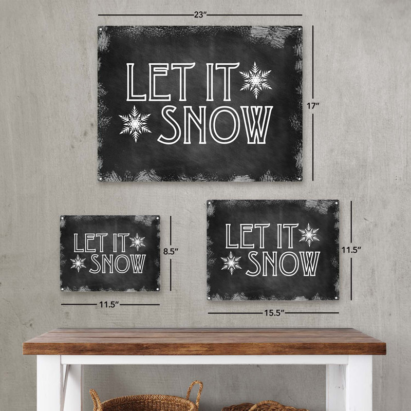 Plaque en métal Let It Snow, H 11,5 po x l 15,5 po x P 0,04 po