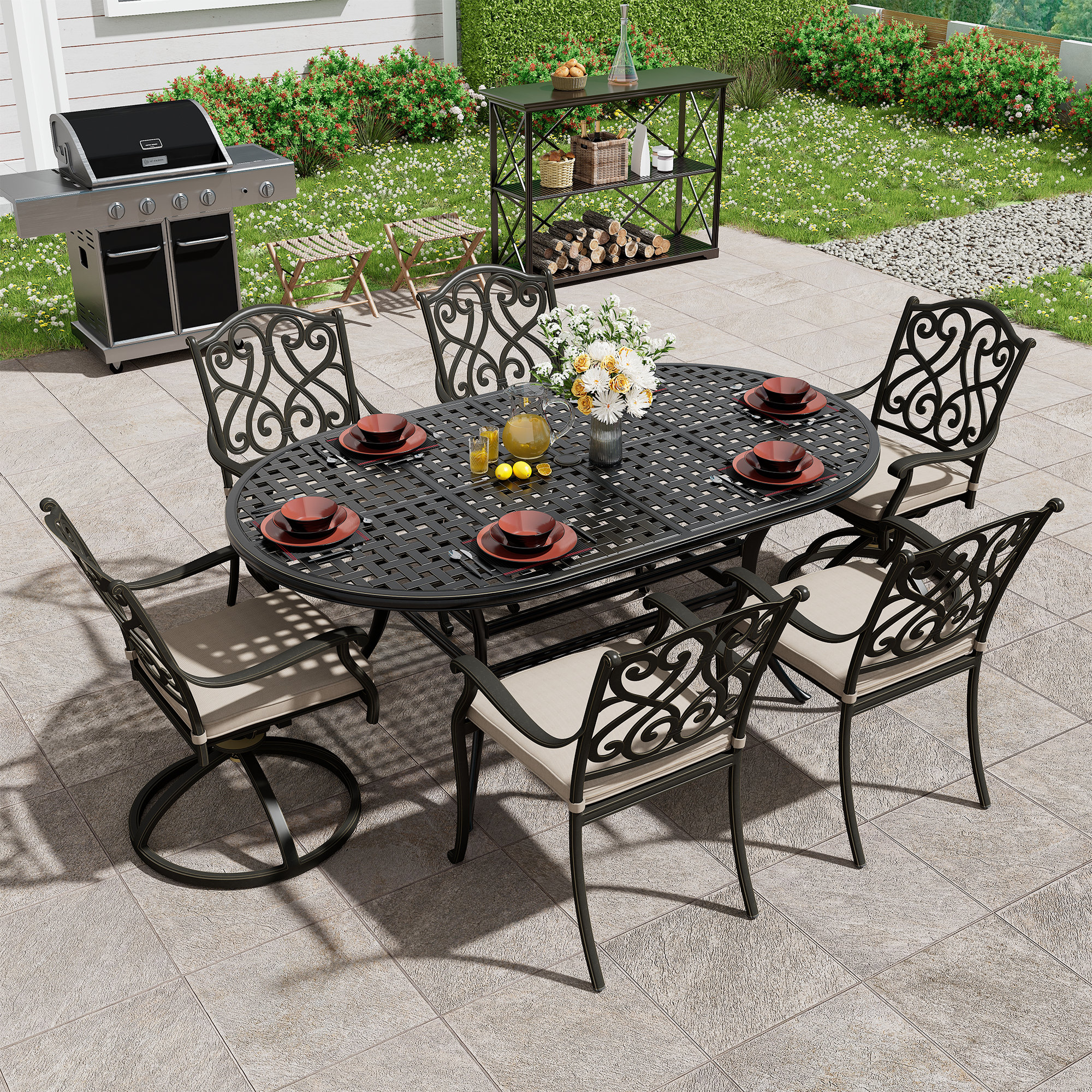 Bluffdale Person Wood Round Patio Dining Table Canora Grey
