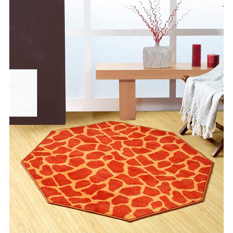 Tapis imprimé animal - Girafe sur échasses, Octogone 10 pi