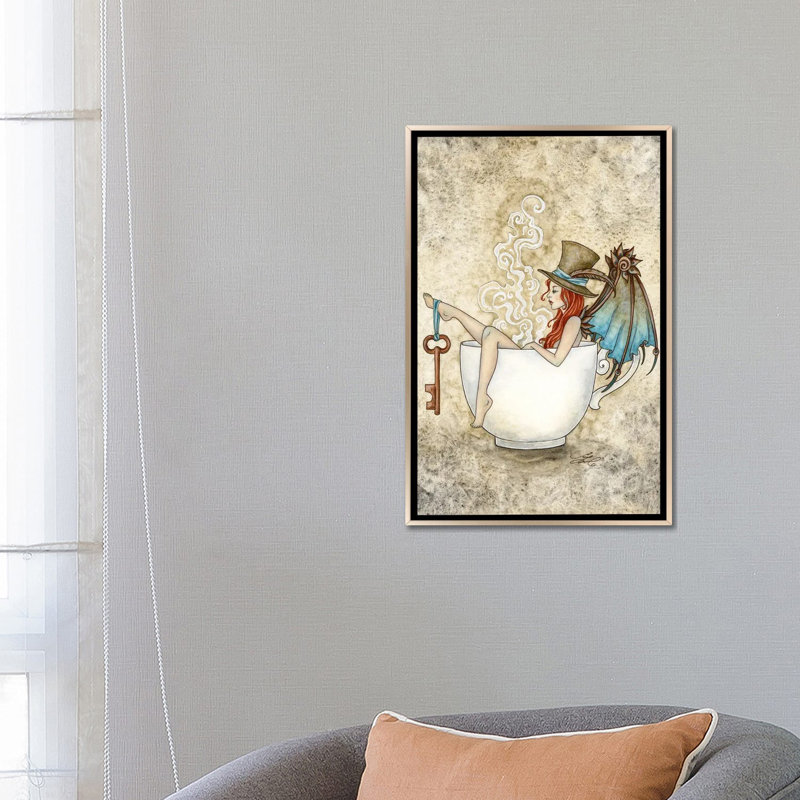 Steam Bath, No Mat, 26" H x 18" W x 1.5" D, Champagne Floater Framed Canvas