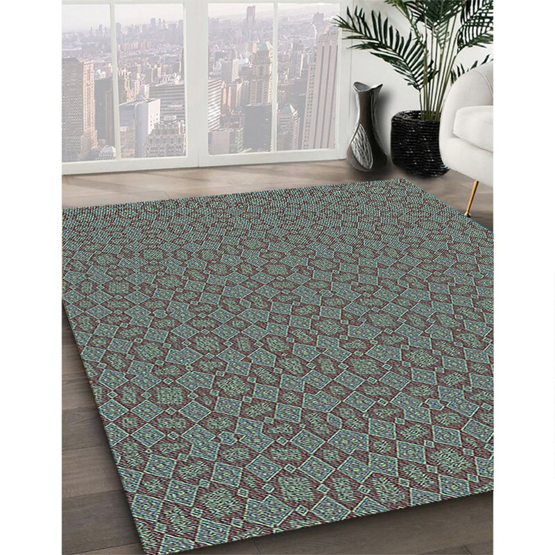 Tapis 100% à motifs lavables à la machine 2989PAT3715LBLU, Rectangle 2 pi x 4 pi