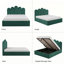 Lit plateforme glamour en velours festonné avec rangement relevable hydraulique, Queen, vert-365033695-367500872