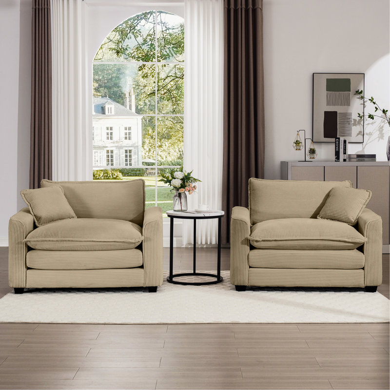 Velours côtelé beige avec deux fauteuils individuels - Créer une chambre et un bureau élégants 2. Améliorer l'ambiance de