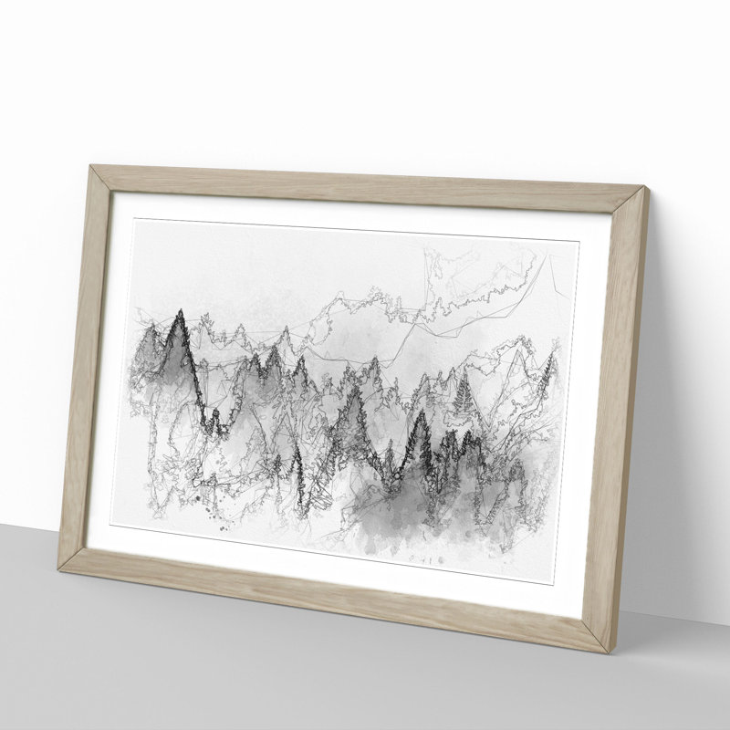 The Misty Forest - Picture Frame Graphic Art, 36cm H x 48cm W x 2cm D, Oak Framed