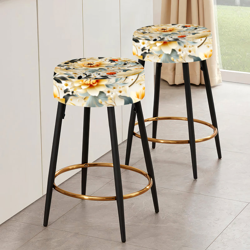 Ensemble de 2 tabourets de bar Beige et vert Harmony Garden Flourish