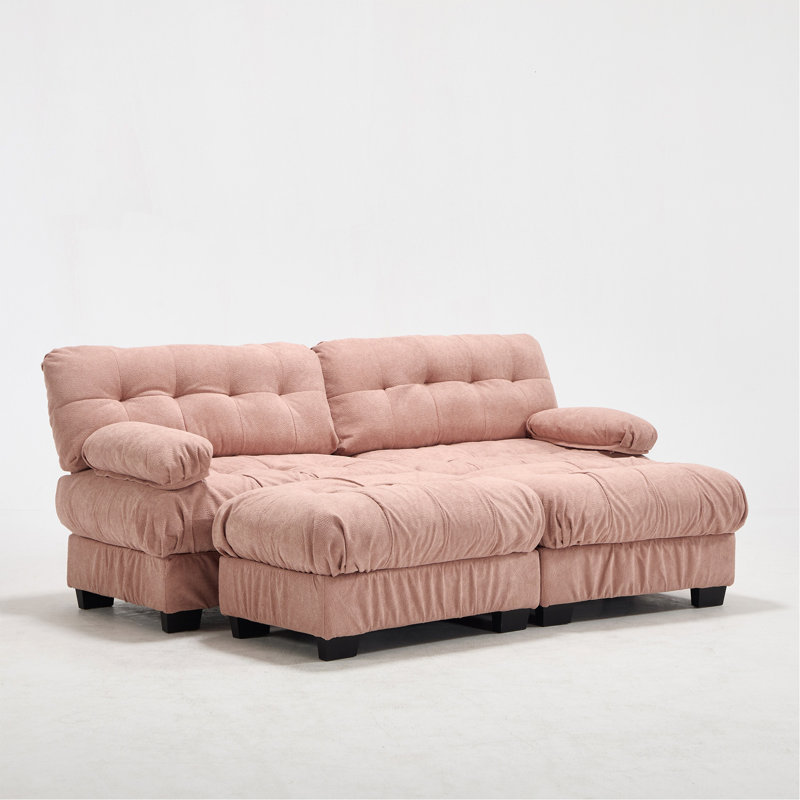 U Shaped Sectional Couches For Living Room,Modular Sectional Sofa Cloud Couch With Ottoman, Deep Seat Loveseat Comfy Advanced Flannelette Oversized Sofa, Modern Couch With Round Armrests 4 Pillows