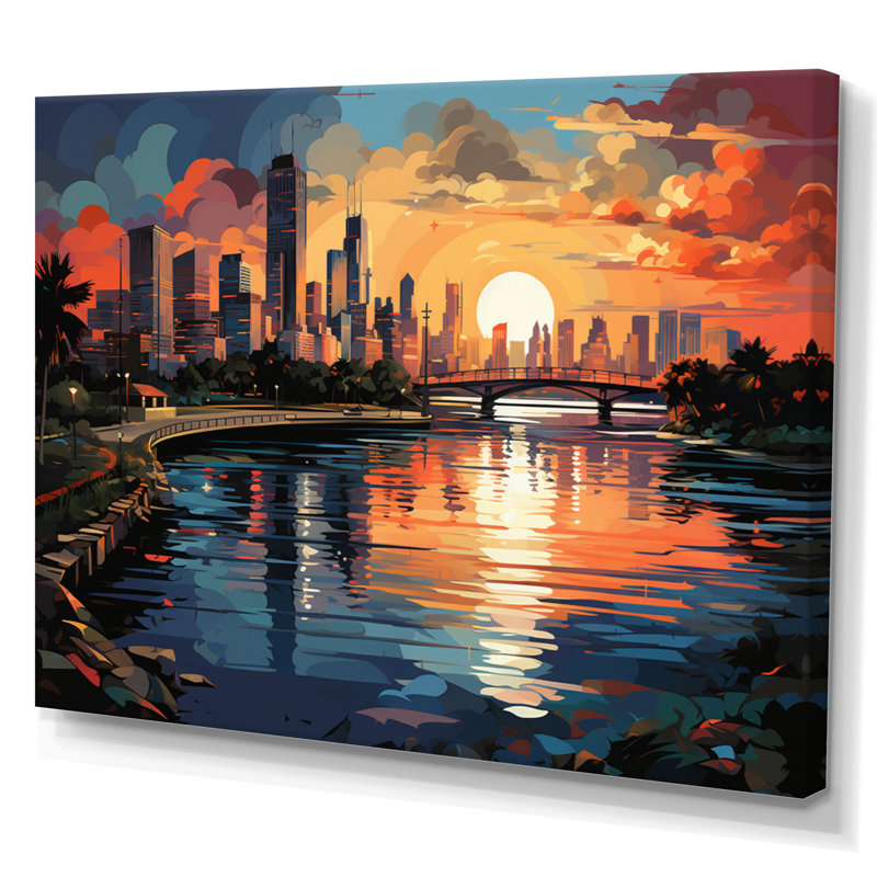 City Miami Popart III sur toile, Toile tendue, H 24 po x l 32 po x P 1 po