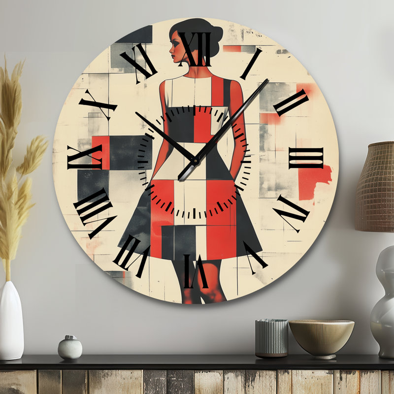 Horloge murale rétro en métal grand format Mod Dress in Graphic Rhythm, Grand