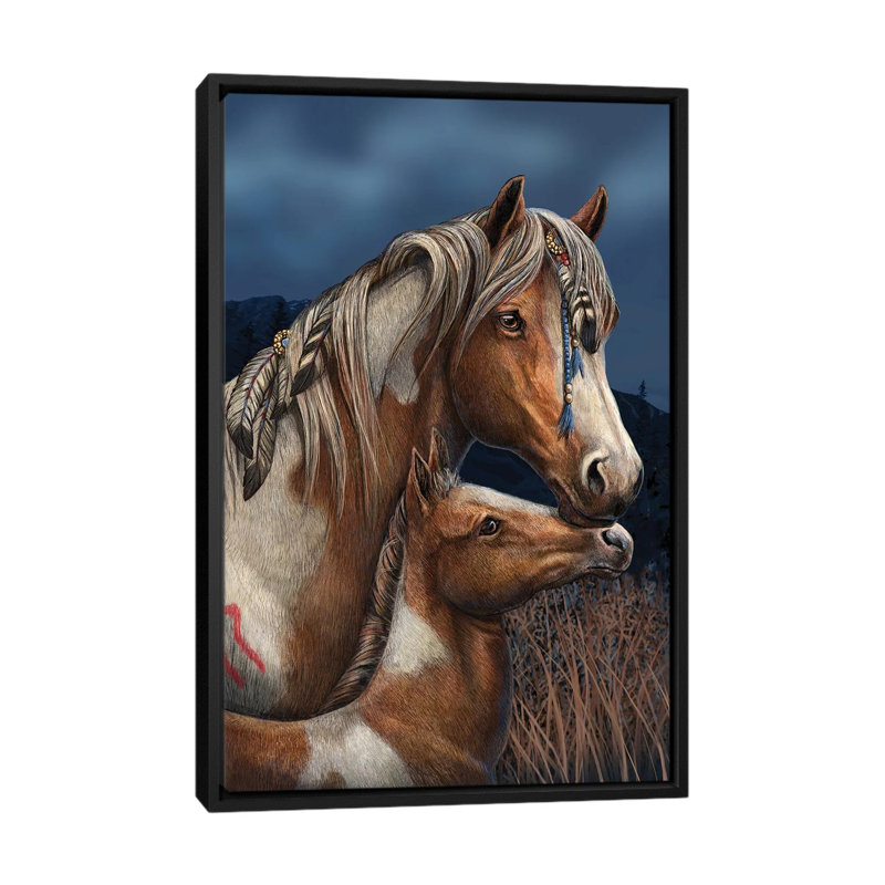 « apache », impression sur toile, H 26 po x l 18 po x P 1,5 po, Toile avec cadre noir, Pas de tapis