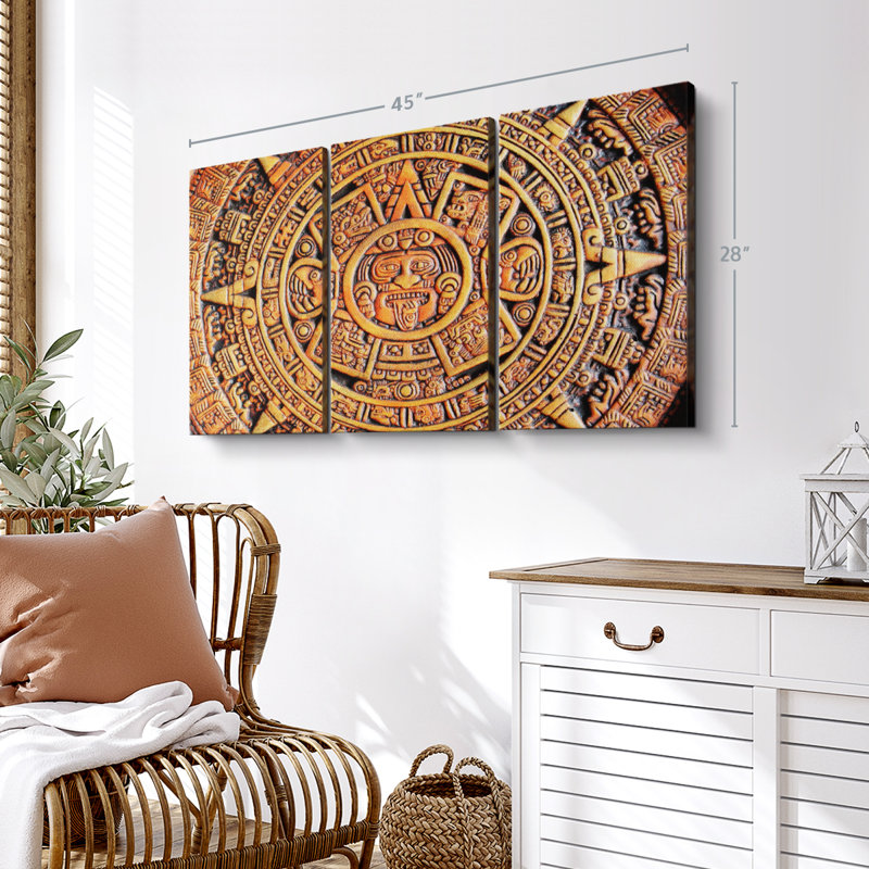 Impression historique sur toile, calendrier aztèque historique, H 28 po x l 45 po