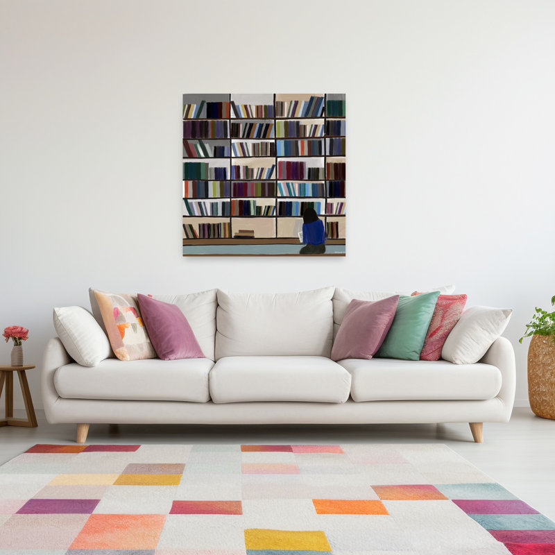 "Quiet Library", art mural moderne et minimaliste, 48" H x 48" W
