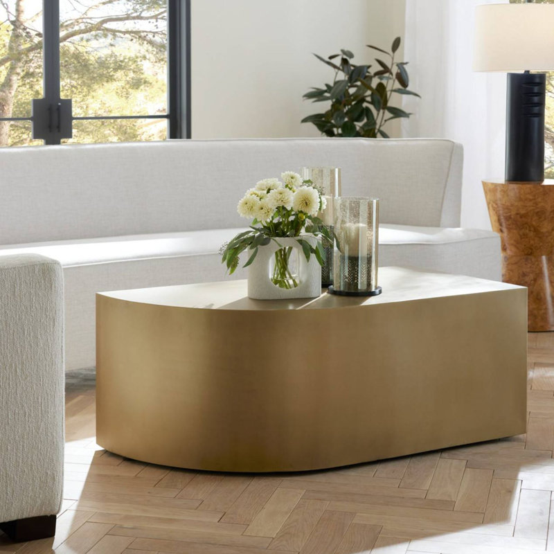 Cortez Coffee Table, Antique Brass