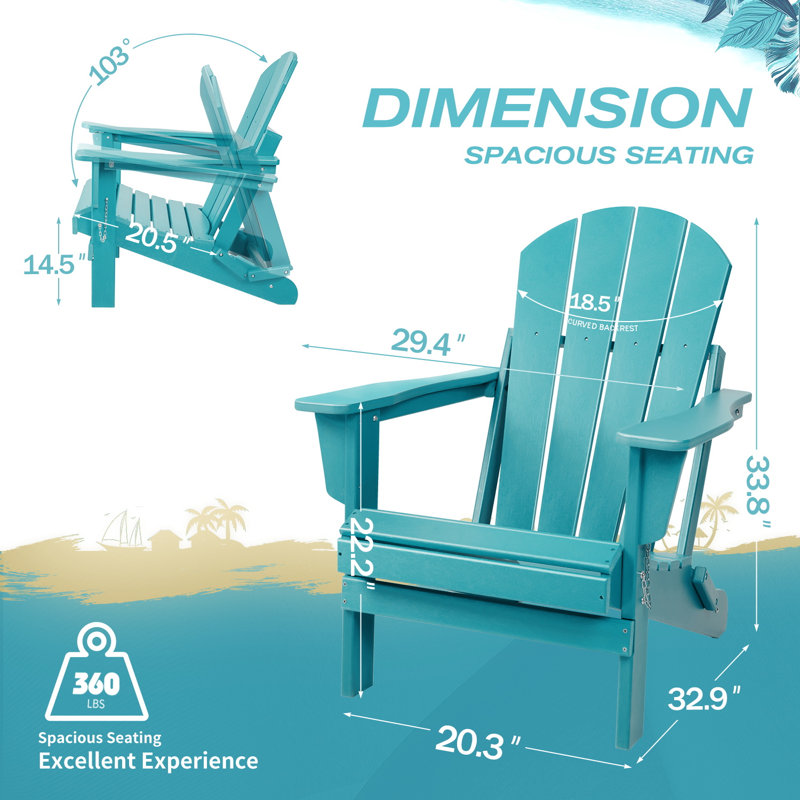 Chaise Adirondack pliante en plastique Bryes, Bleu