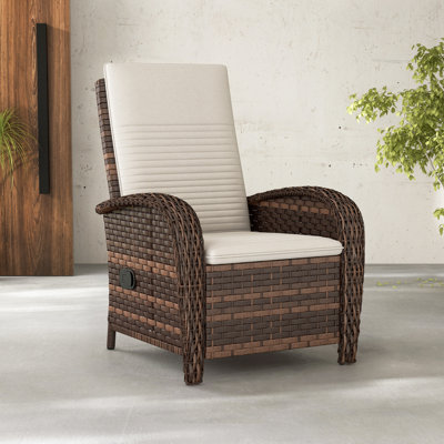 Nirmaan Adjustable Outdoor Recliner with Cushions, Comfortable Patio Recliner Chair