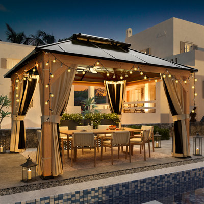 13 Ft. W X 11 Ft. D Solid Wood Gazebo, Patio Gazebo