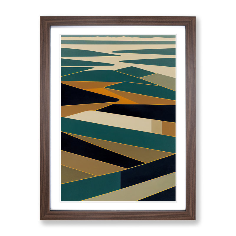 Shining Abstract Art - Single Picture Frame Print, 64cm H x 46cm W x 2cm D, Walnut Framed