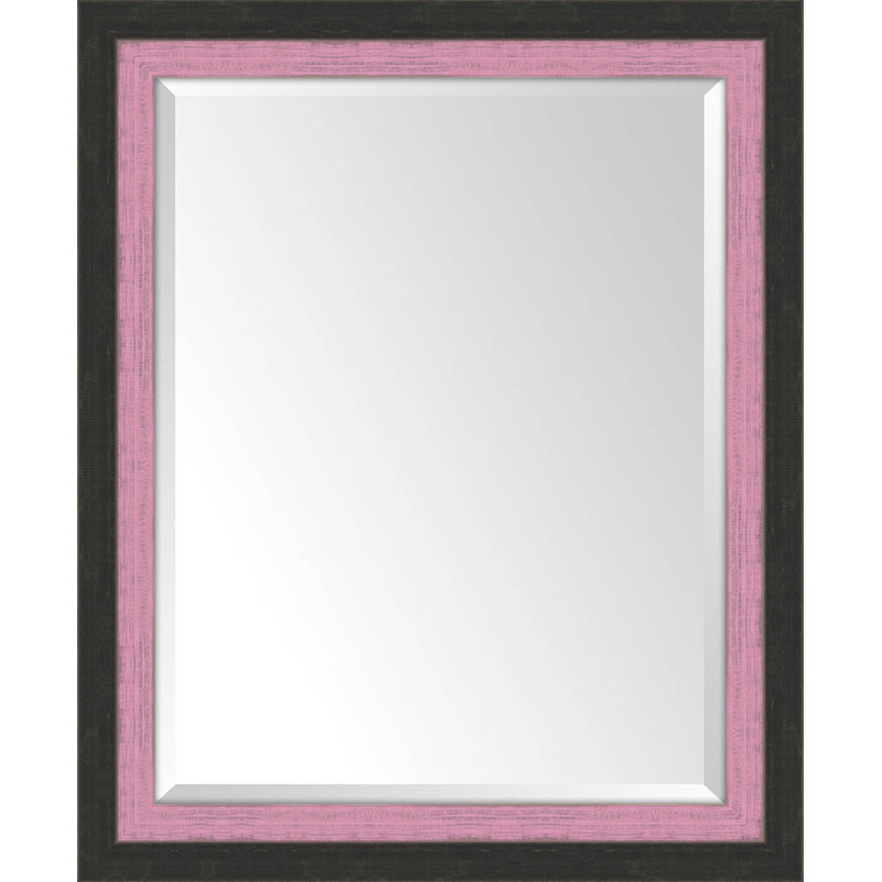 Mali Wood Flat Wall Mirror, 42" H x 30" W, Pink
