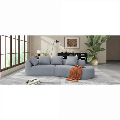 Canapés modulaires | Méridienne courbée 116 pièces 2 pièces 116 po pour salon | Gris clair | Polyester