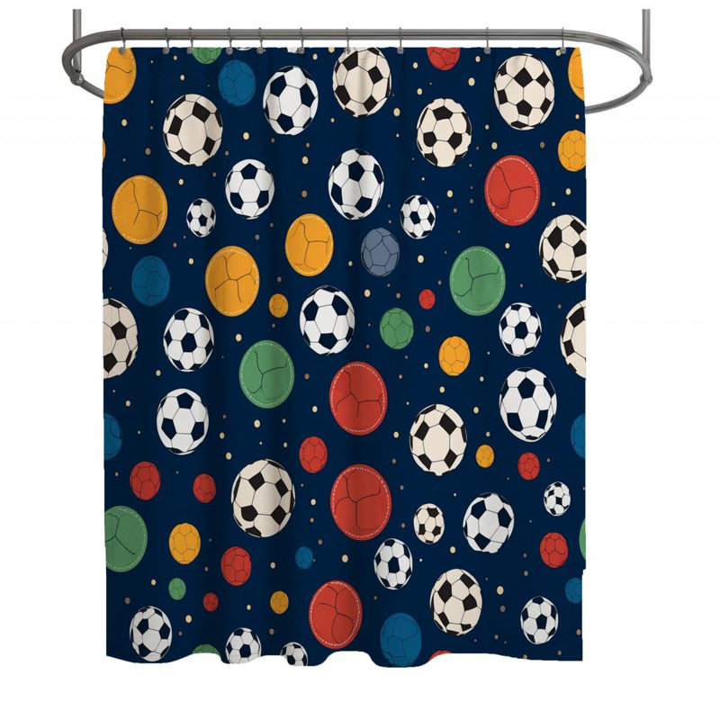 Rideau de douche Soccer - Décoration de salle de bain Football, H 93 po x l 70 po