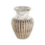 Cole And Grey Mango Wood Distressed Vase With Carved Grooves