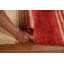 Tapis rayé vert / beige / rouge en laine noué à la main 6 pi 7 po x 9 pi 11 po