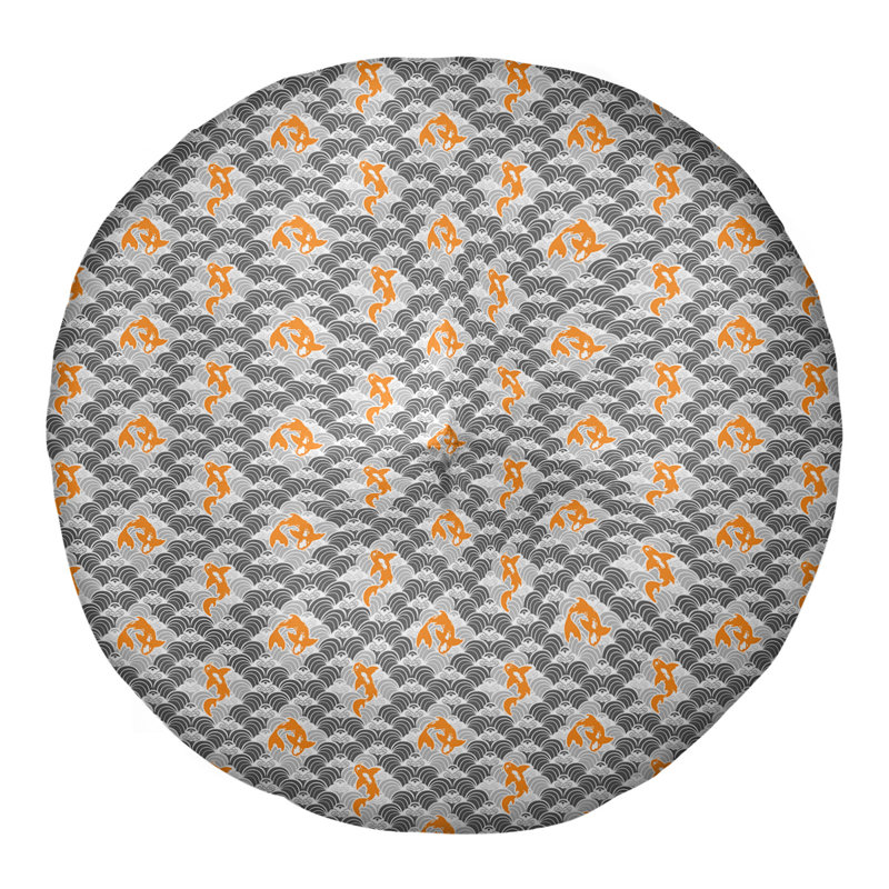 Coussin de sol Katelyn Elizabeth Koi, 30 po x 30 po, Gris