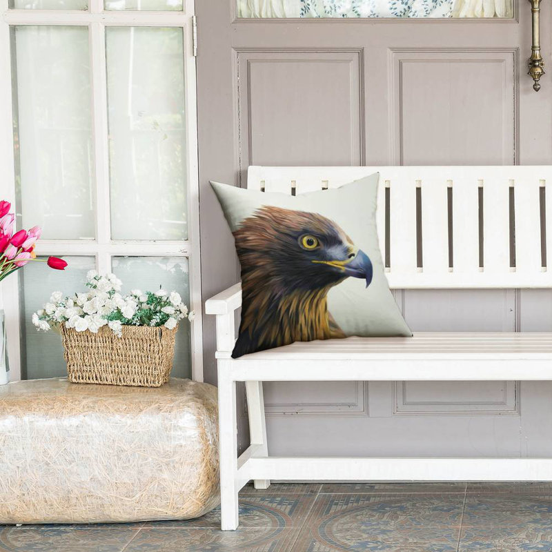Brown-headed eagle - 18"x18" Outdoors Throw pillow - Spun poly - Print on demand