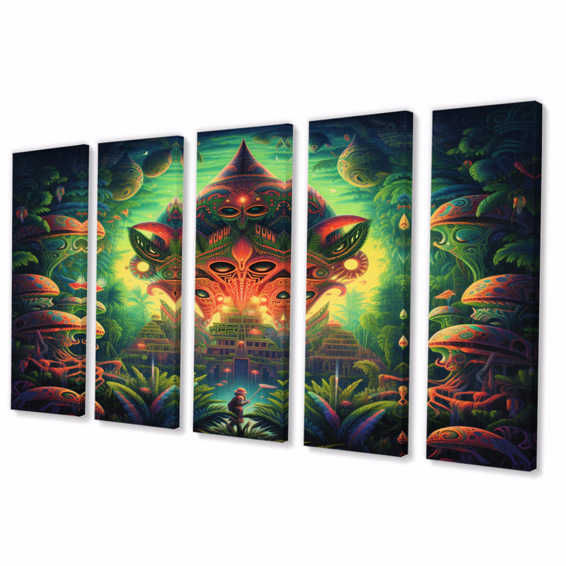 «Plant Spirit Vision», impression d'art sur toile - 5 panneaux égaux