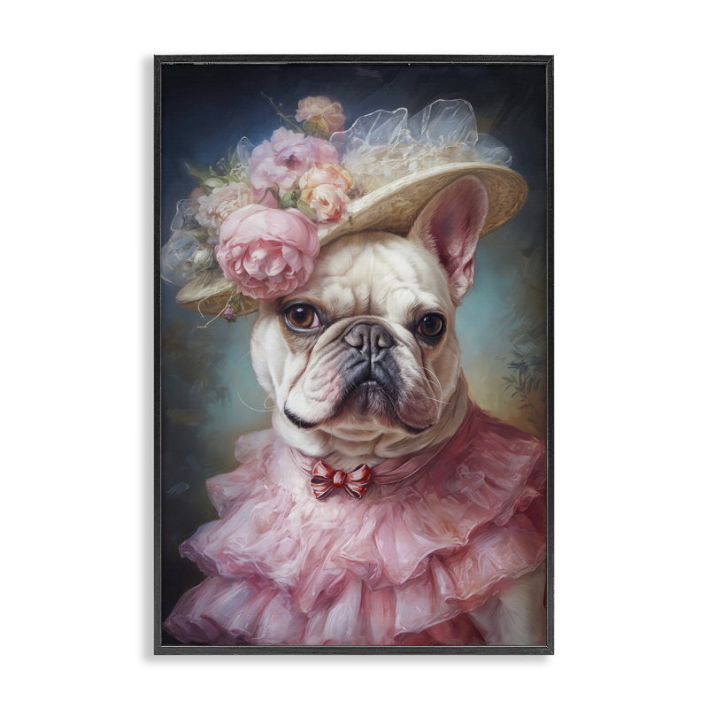 Giclée féminine française victorienne encadrée, design par Wumples, H 18 po x l 12 po, Giclée encadrée noir minuit