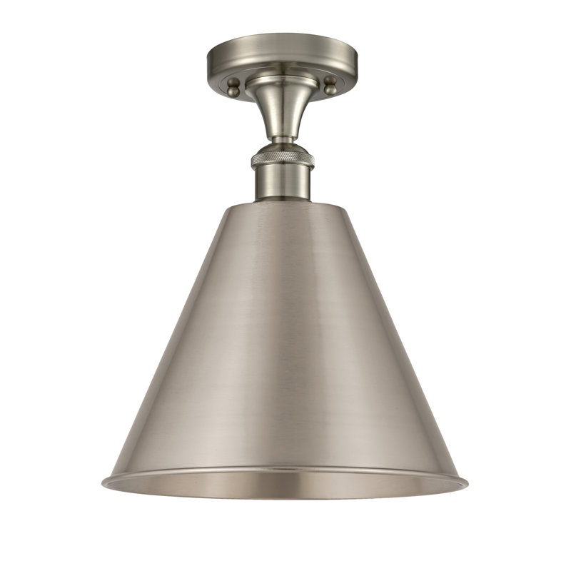 Plafonnier semi-encastré 1 lumière 8 po, H 14,75 po x l 12 po x P 12 po, Ampoule non incluse, Nickel satiné brossé