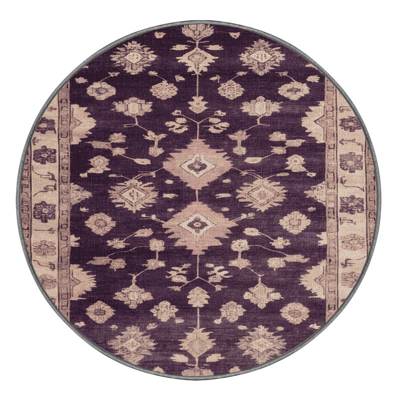 Tapis brun lavable à la machine, Rond 8 pi