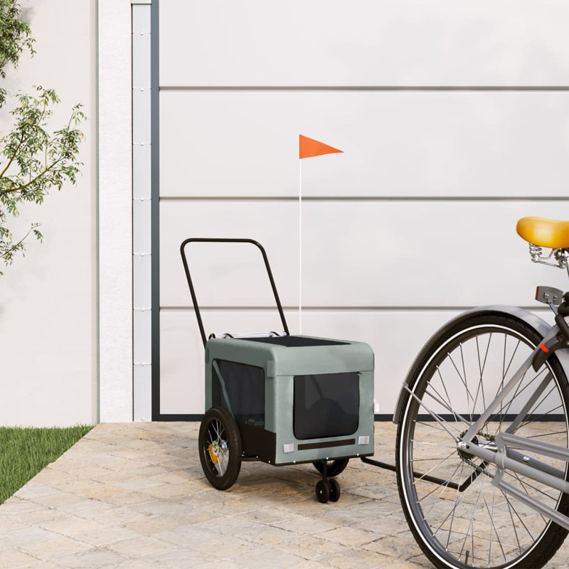 VidaXL Pet Vélo Remorque Vélo Cargo Poussette Chien Tissu et fer Oxford, Gris, 47,2 po x 20,9 po x 21,5 po