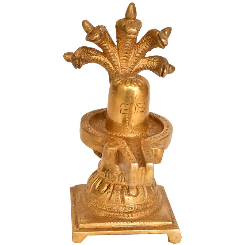 5 po laiton Shiva Linga Under Cinq à capuchon protection de serpent