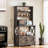 Kitchen Bakers Rack with Cabinet, 4 Shelves & Built-In USB/Power Station MDF Storage Workstation
