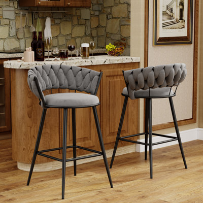 Upholstered Counter Stool With Metal Frame
