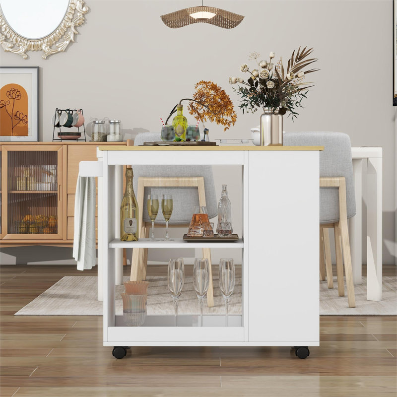 Rahi 105 cm W Kitchen Cart with, White