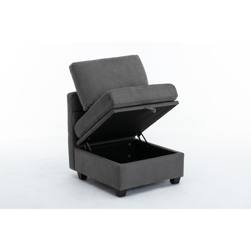 Toxi Upholstered  Armless Side Chair, Dark Gray 100% Polyester