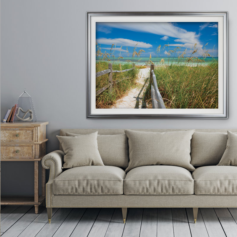 « secluded keys », reproduction de photo, Cadre argenté, H 31 po x l 43 po x P 1,5 po