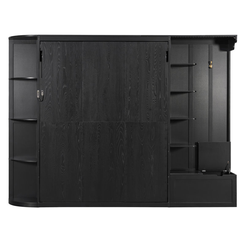 Lit escamotable avec rangement et lumières Murphy, Noir