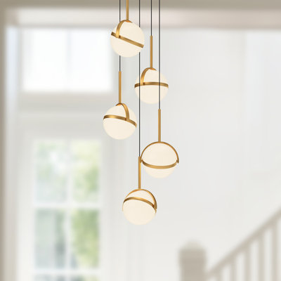 Globo 5 - Light Brushed Gold LED Cluster Pendant